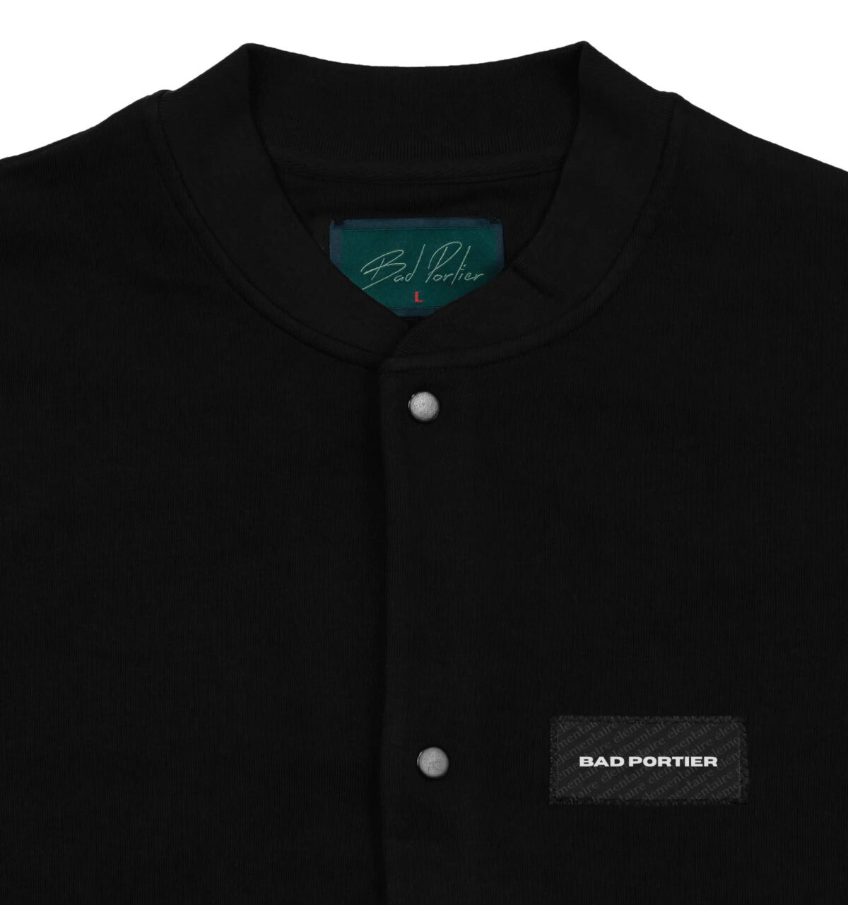 Baseball Sweater Jacket Black - Image 3